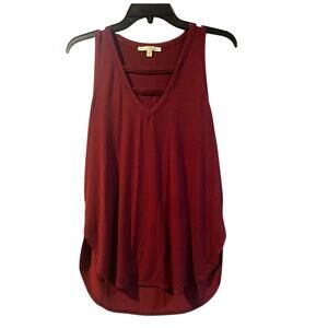 Express One Eleven Tank Top Womens Small Burgundy Hi-Lo V-Neck Sleeveless Blouse